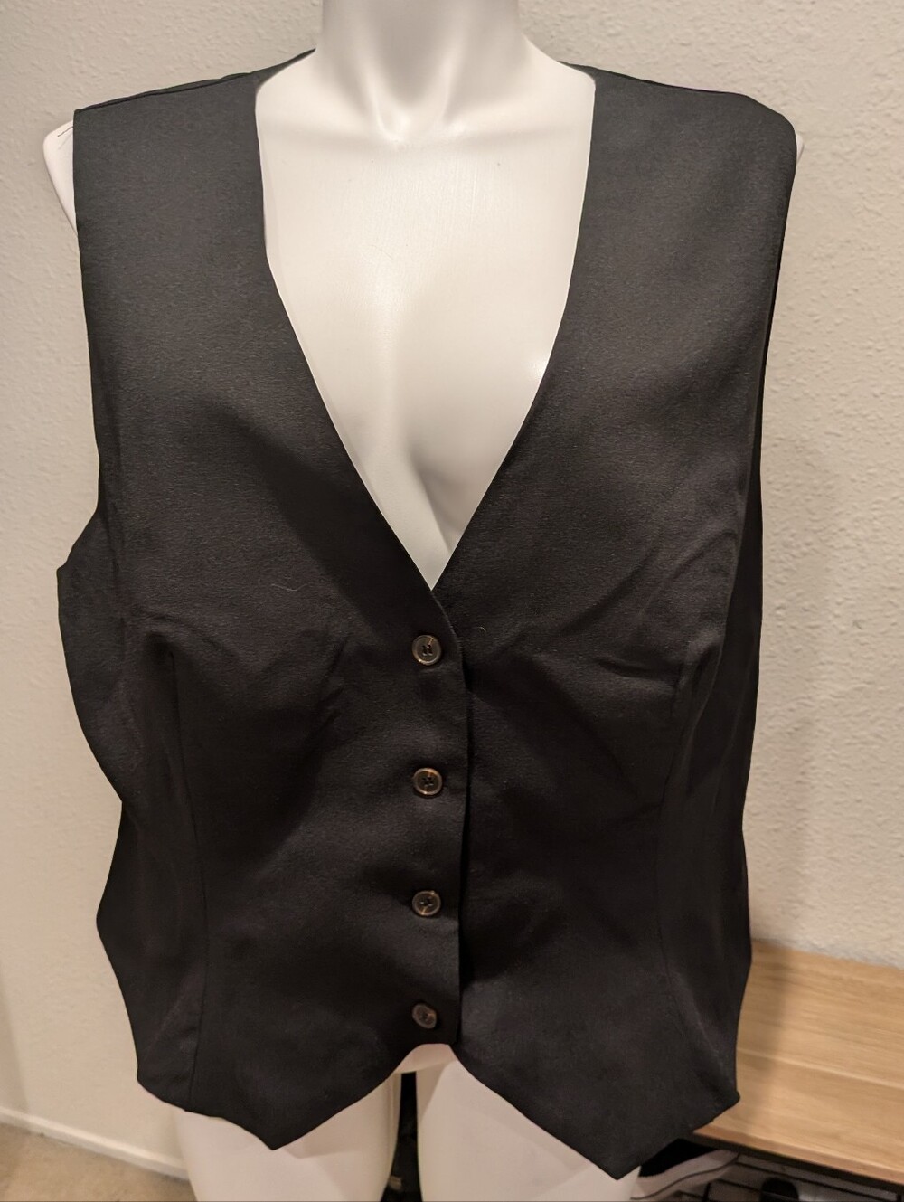 Cider Black Button-Front V-Neck Vest - 4X